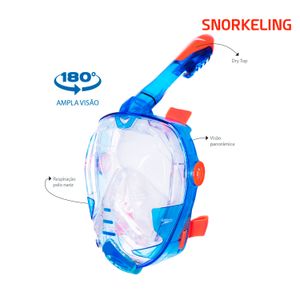 Máscara e Snorkel Full Face Pro - AZUL TRANSLUCIDO