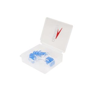 Kit protetor de ouvido e presilha nasal para natação de silicone - AZUL NEON