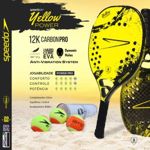 Raquete Beach Tennis 12K Yellow Power + Beach Bag - YELLOW