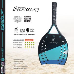 Raquete Beach Tennis Boomerang Glass Fiber + Beach Bag - BLACK