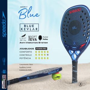 Raquete Beach Tennis Blue Unique Kevlar + Beach Bag - CARBONO BLUE