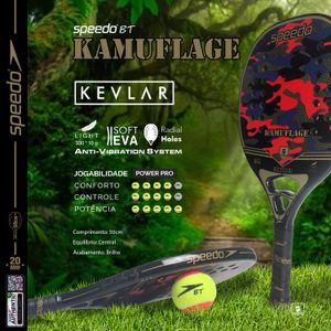 Raquete de Beach Tennis Kevlar Kamuflage + Beach Bag - KAMU RED