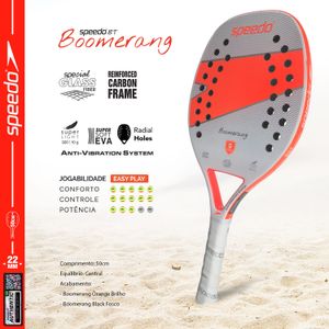 Raquete Beach Tennis Boomerang Glass Fiber + Beach Bag - ORANGE NEON