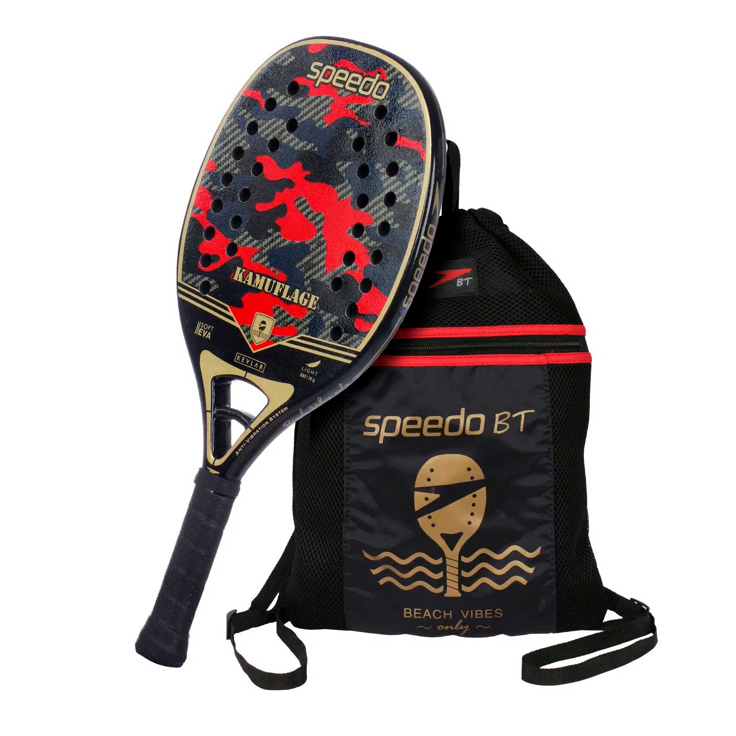 Raquete de Beach Tennis Kevlar Kamuflage + Beach Bag - KAMU RED - imagem 1