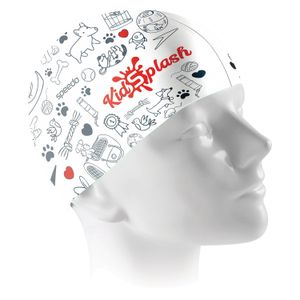 Touca de natação infantil de silicone estampa Pet Kidsplash - BRANCO
