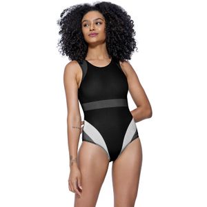 Maiô Body Tricolor Adulto - PRETO